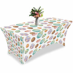 Aperturee - Aperturee Easter Seamless Colorful Eggs Fitted Stretch Table Cover