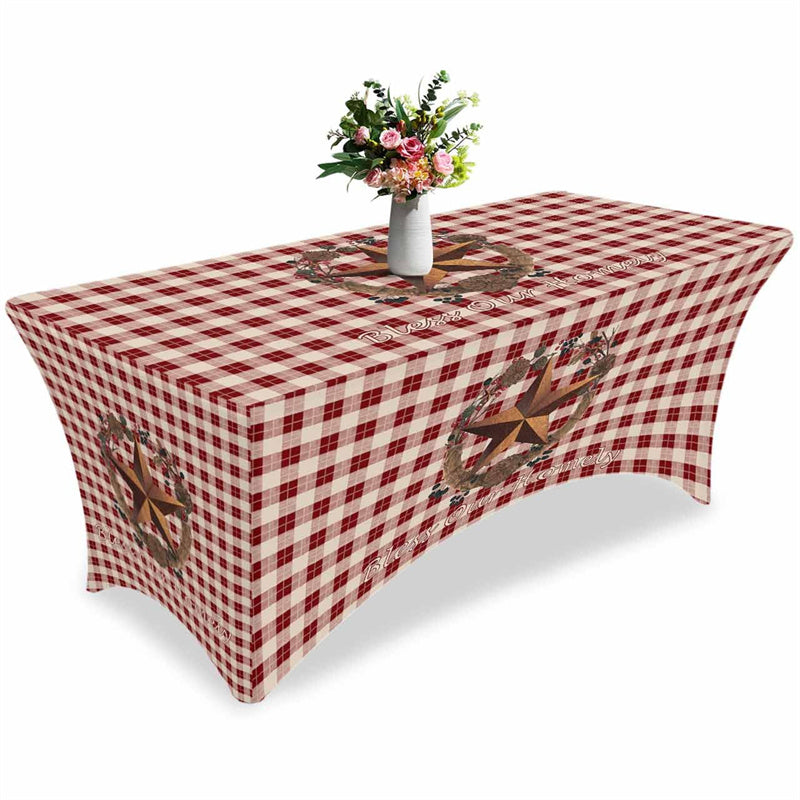 Aperturee - Aperturee Farm Berry Flower Leaves Wreath Stretch Table Cover