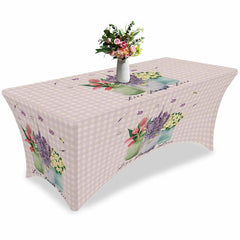 Aperturee - Aperturee Spring Watercolor Blossom Flower Stretch Table Cover