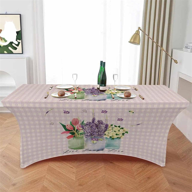 Aperturee - Aperturee Spring Watercolor Blossom Flower Stretch Table Cover