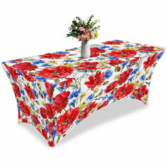 Aperturee - Aperturee Watercolor Blossom Flower Poppy Stretch Table Cover