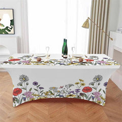 Aperturee - Aperturee Garden Blossom Daisy Sunflower Stretch Table Cover