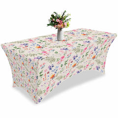 Aperturee - Aperturee Watercolor Garden Blossom Flower Stretch Table Cover