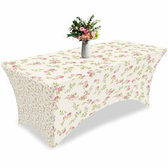 Aperturee - Aperturee Farm Vintage Seamless Flower Rose Stretch Table Cover