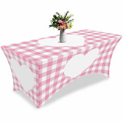 Aperturee - Aperturee Sweet Love Heart Valentines Day Stretch Table Cover