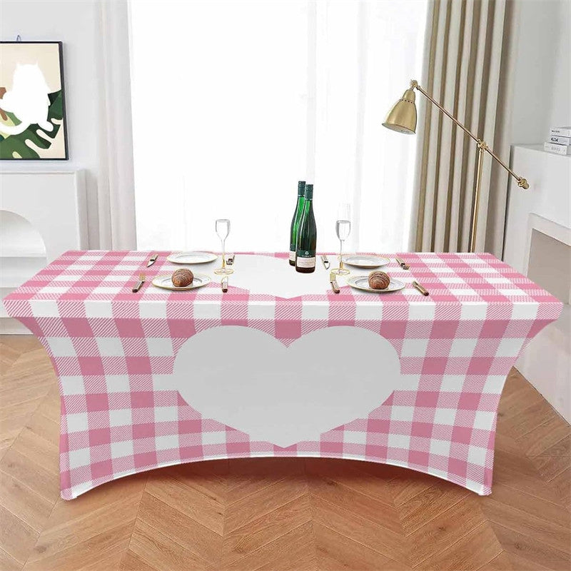 Aperturee - Aperturee Sweet Love Heart Valentines Day Stretch Table Cover