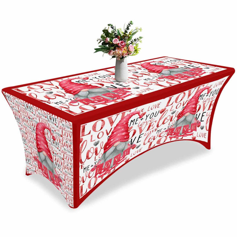 Aperturee - Aperturee Romantic Dwarf Pink Valentines Day Stretch Table Cover