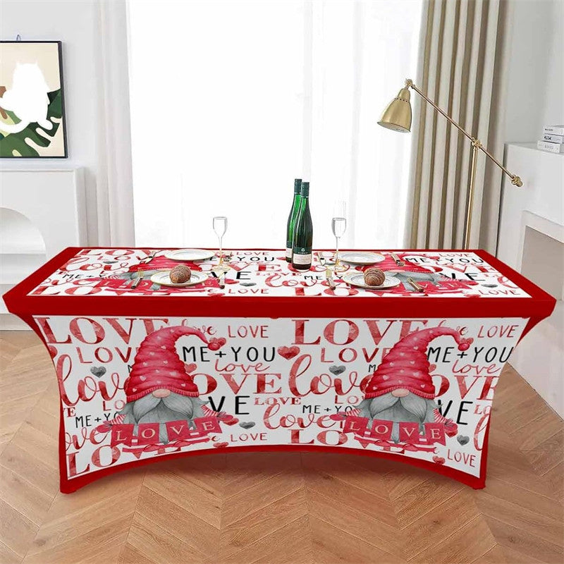 Aperturee - Aperturee Romantic Dwarf Pink Valentines Day Stretch Table Cover