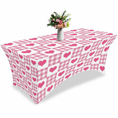 Aperturee - Aperturee Sweet Love Hearts Stretch Valentines Day Table Cover