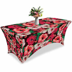 Aperturee - Aperturee Watercolor Blossom Flower Garden Stretch Table Cover