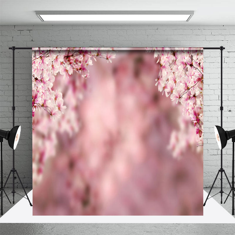 Aperturee - Aperturee Blurry Pink Landscape Tree Spring Room Set Backdrop