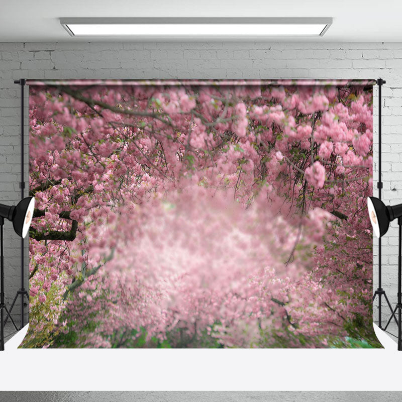 Aperturee - Aperturee Blurry Pink Landscape Tree Spring Room Set Backdrop