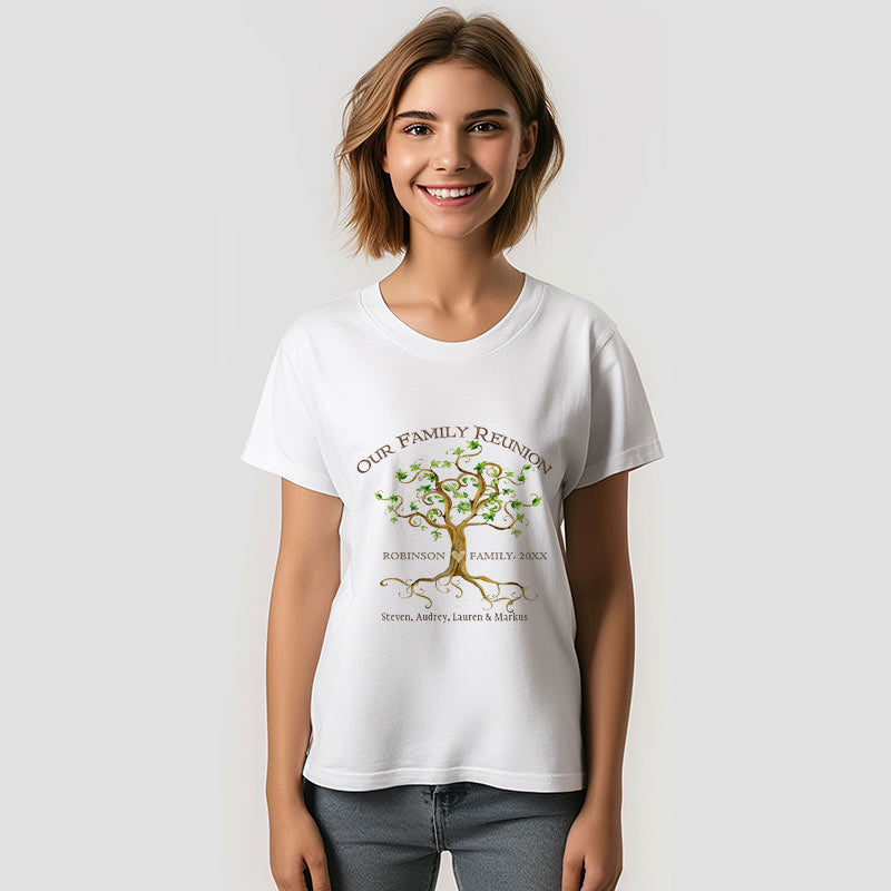 Aperturee - Swirl Tree Roots Personalize Family Reunion Gift Tee