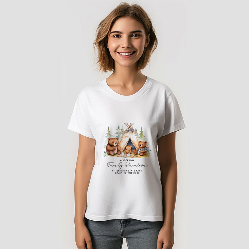 Aperturee - Family Vacation Personalized Cute Camping Bears TShirt