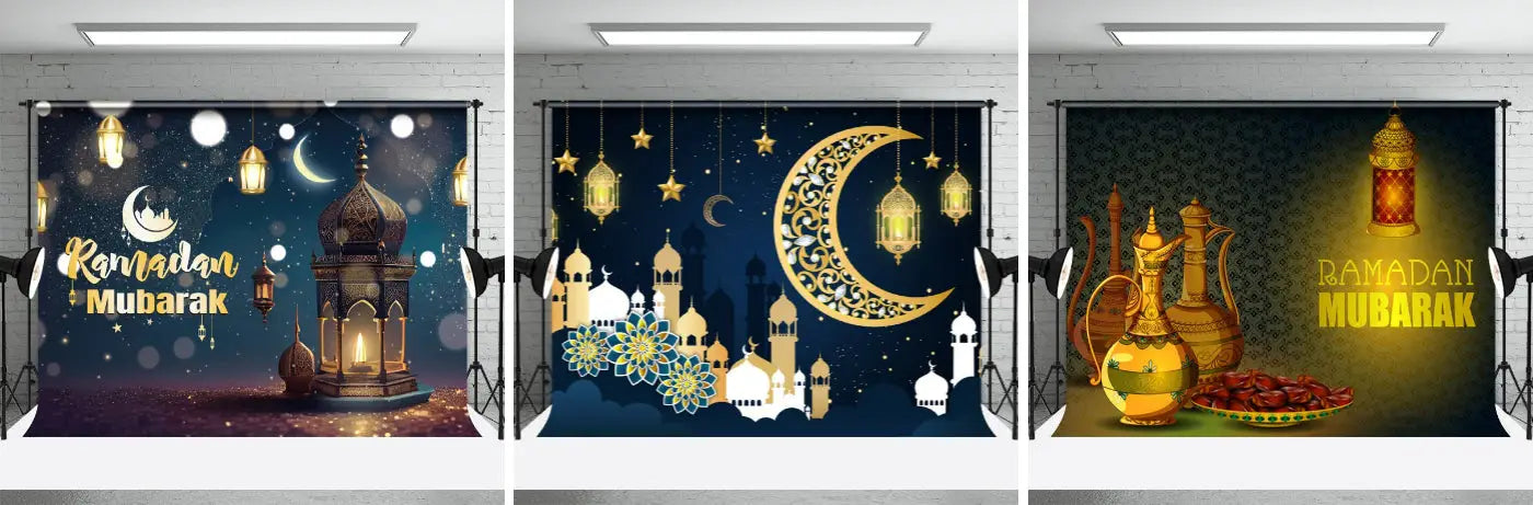 Traditional Lantern Ramadan Mubarak Party Backdrop - Aperturee