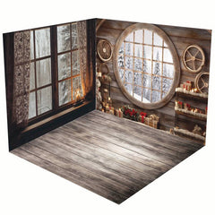 Aperturee - Aperturee Wood Indoor Window Christmas Vibe Room Set Backdrop