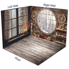 Aperturee - Aperturee Wood Indoor Window Christmas Vibe Room Set Backdrop