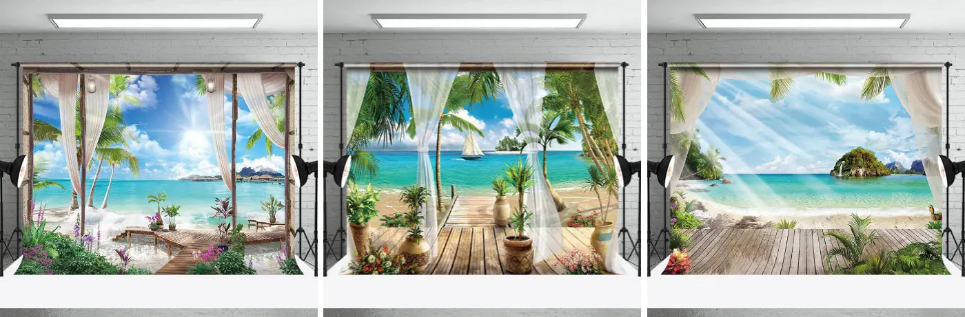 Sunshine Beach Sea Summer Holiday Photo Backdrop - Aperturee