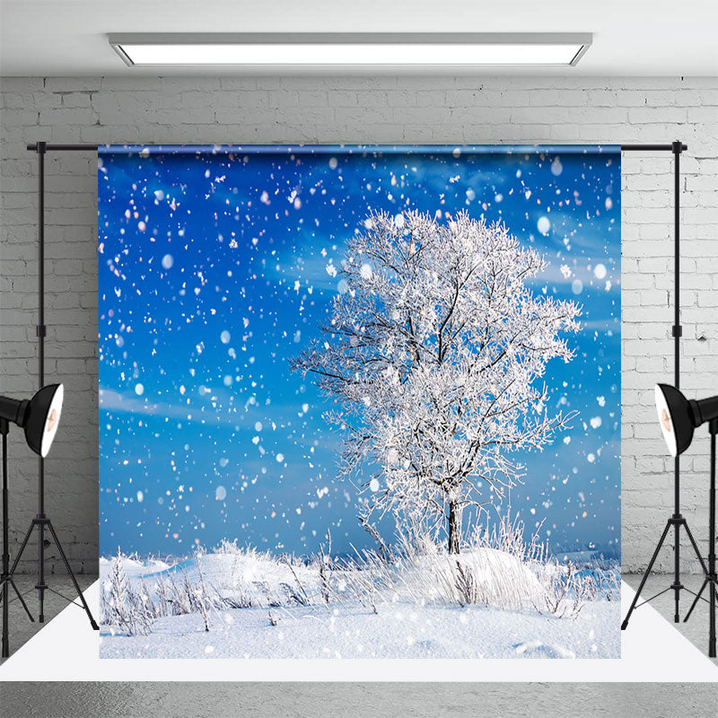 Aperturee - Aperturee Winter Snowy Field Express Train Room Set Backdrop