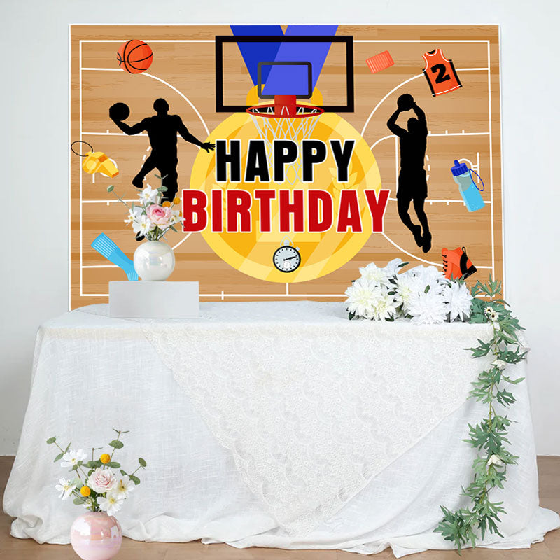 Aperturee - Gold Medal Sport Basketball Court Birthday Backdrop