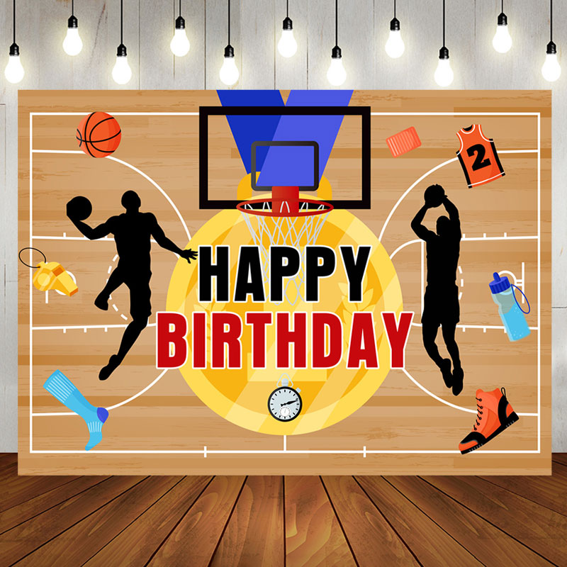 Aperturee - Gold Medal Sport Basketball Court Birthday Backdrop