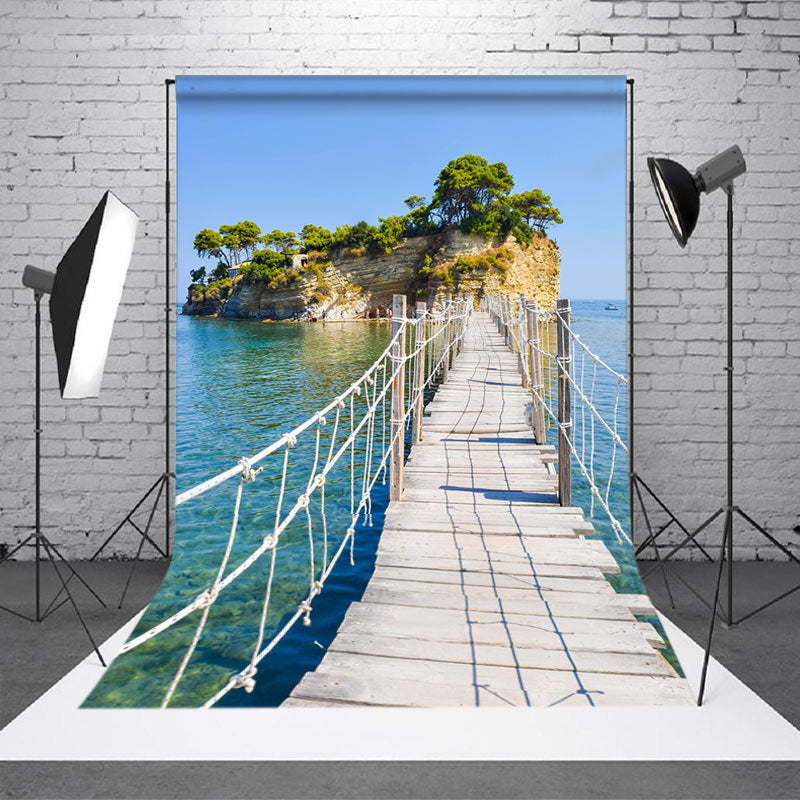 Aperturee - Hillside Plank Road Sea Natural Scenery Backdrop