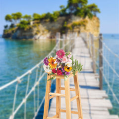 Aperturee - Hillside Plank Road Sea Natural Scenery Backdrop