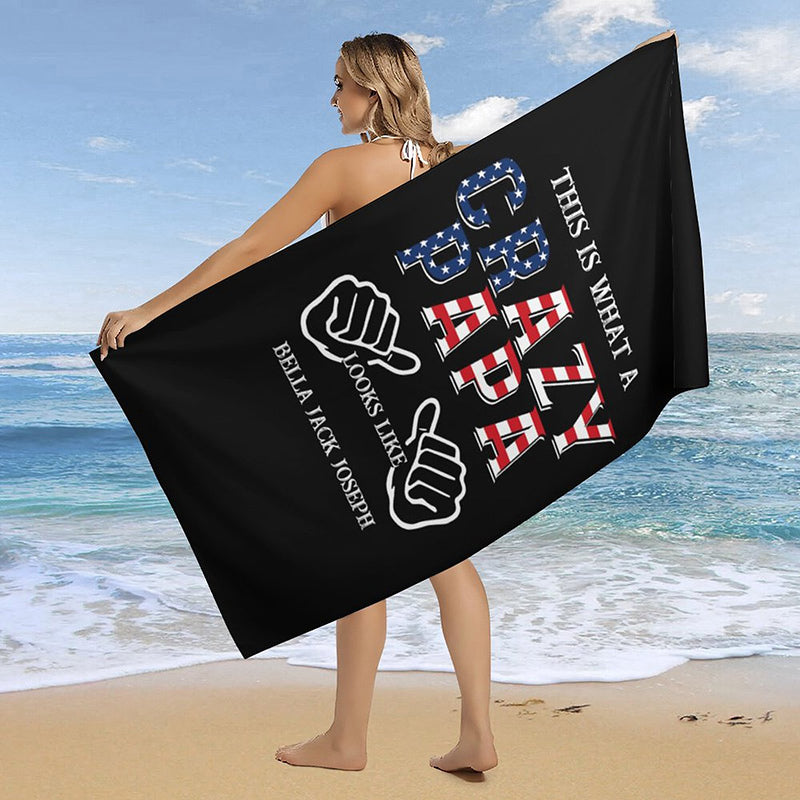 Aperturee - This Is What A Crazy Papa Custom Name Beach Towel