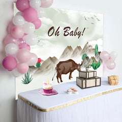 Aperturee - Mountain Circus Cow Oh Baby Gender Reveal Backdrop