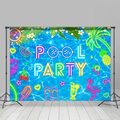 Aperturee - Colorful Neon Summer Swimming Pool Party Backdrop