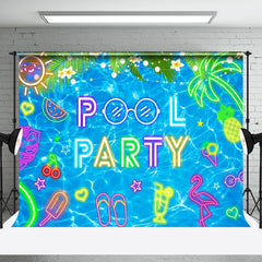 Aperturee - Colorful Neon Summer Swimming Pool Party Backdrop