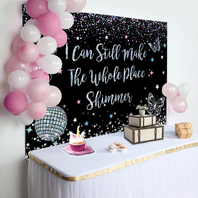 Aperturee - Black Make The Whole Place Shimmer Birthday Backdrop