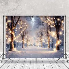 Aperturee - Aperturee Snowy Forest Field Light Strip Christmas Backdrop