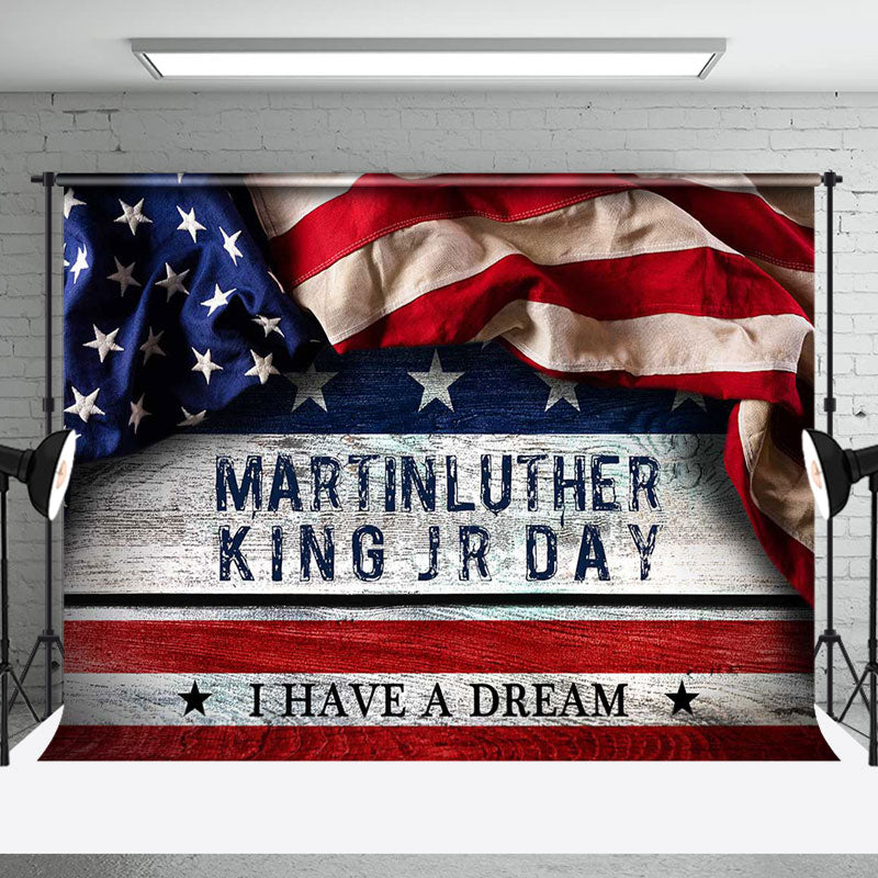 Aperturee - Aperturee Usa Flag Retro Wood I Have A Dream Mlk Day Backdrop