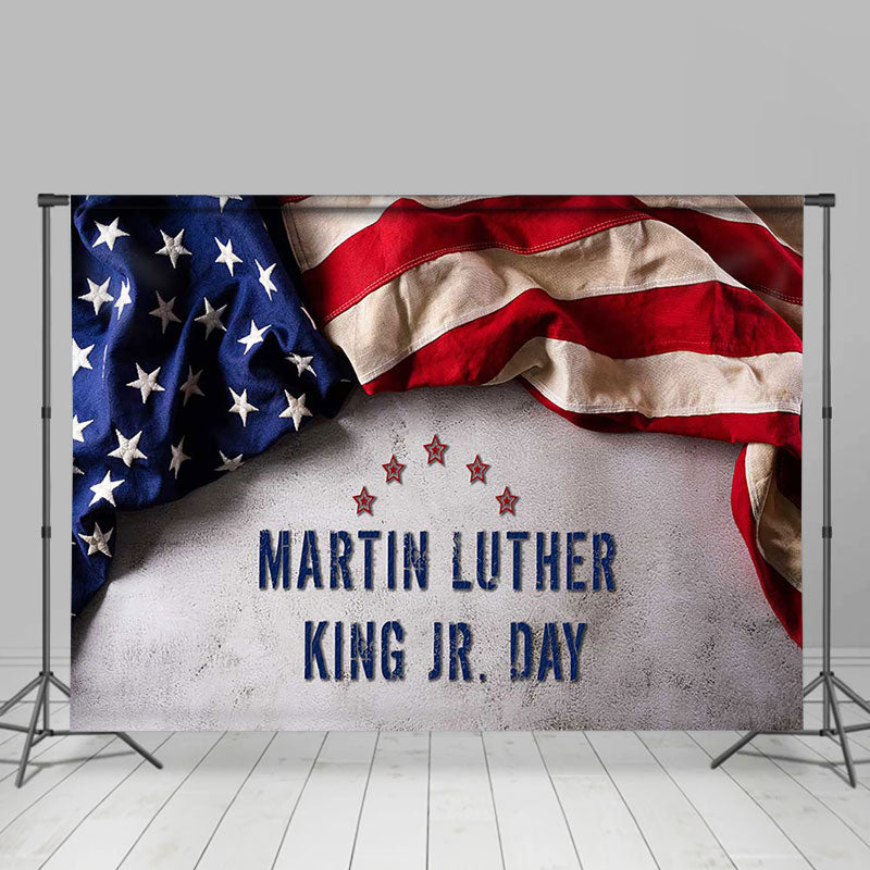 Aperturee - Aperturee Retro Usa Flag White Wall Happy Mlk Day Backdrop