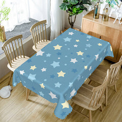 Aperturee - Aperturee Cute Stars Blue Rectangle Tablecloth For Kids