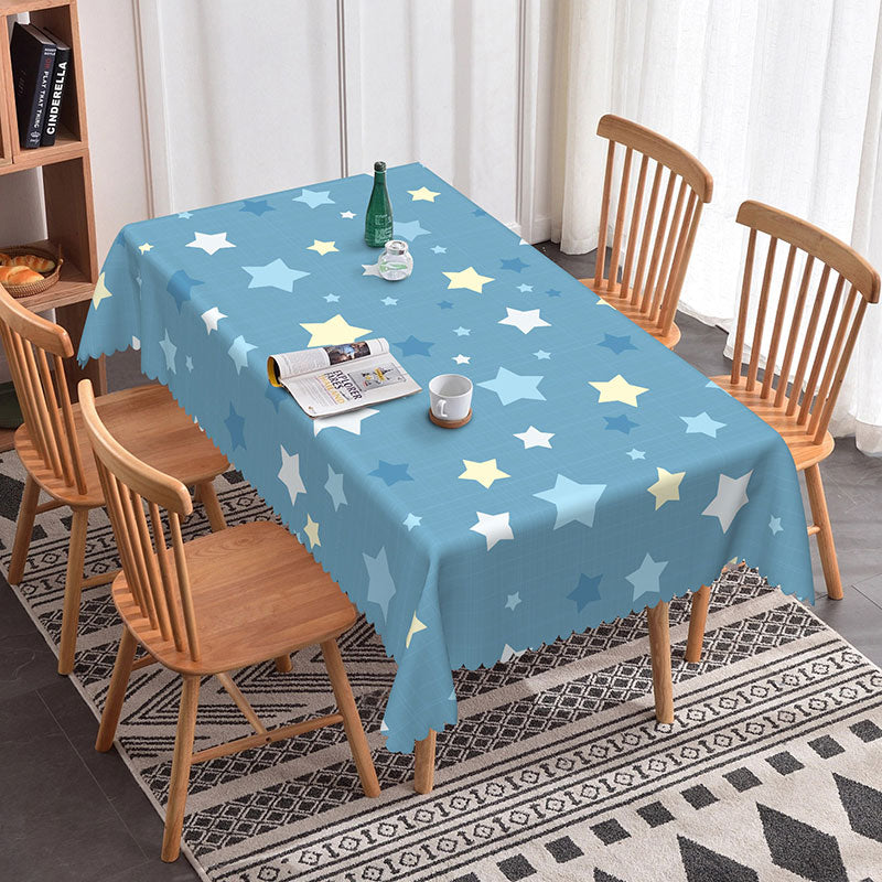 Aperturee - Aperturee Cute Stars Blue Rectangle Tablecloth For Kids