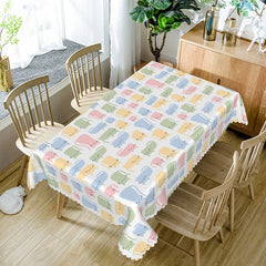 Aperturee - Aperturee Colorful Lovely Cats Rectangle Tablecloth For Kids