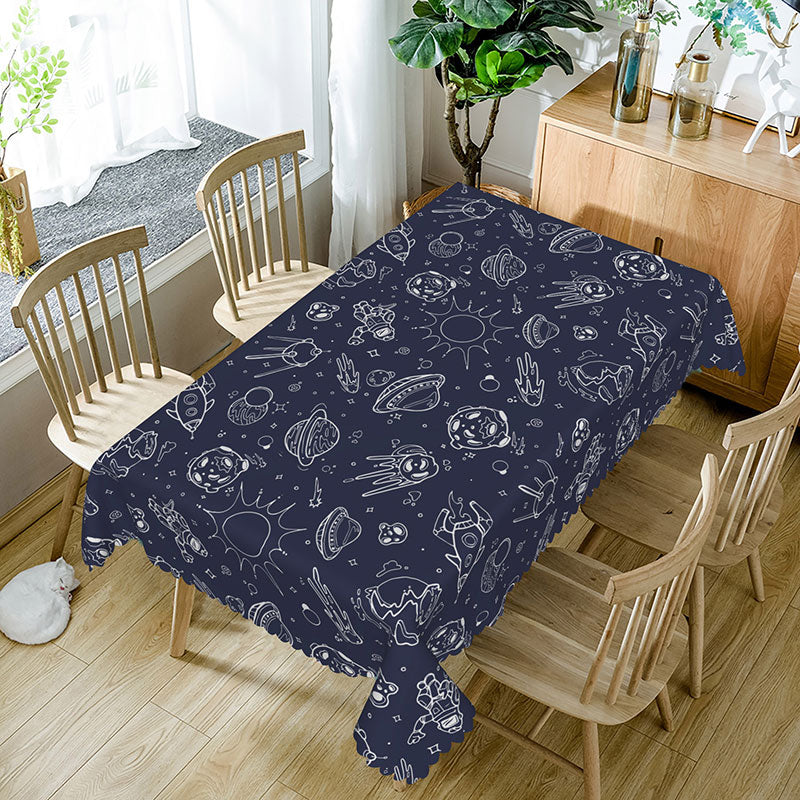 Aperturee - Aperturee Universe Aircraft Deep Blue Boys Rectangle Tablecloth