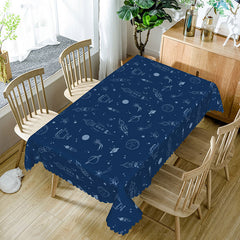 Aperturee - Aperturee Aircraft Blue Decor Rectangle Tablecloth For Boys