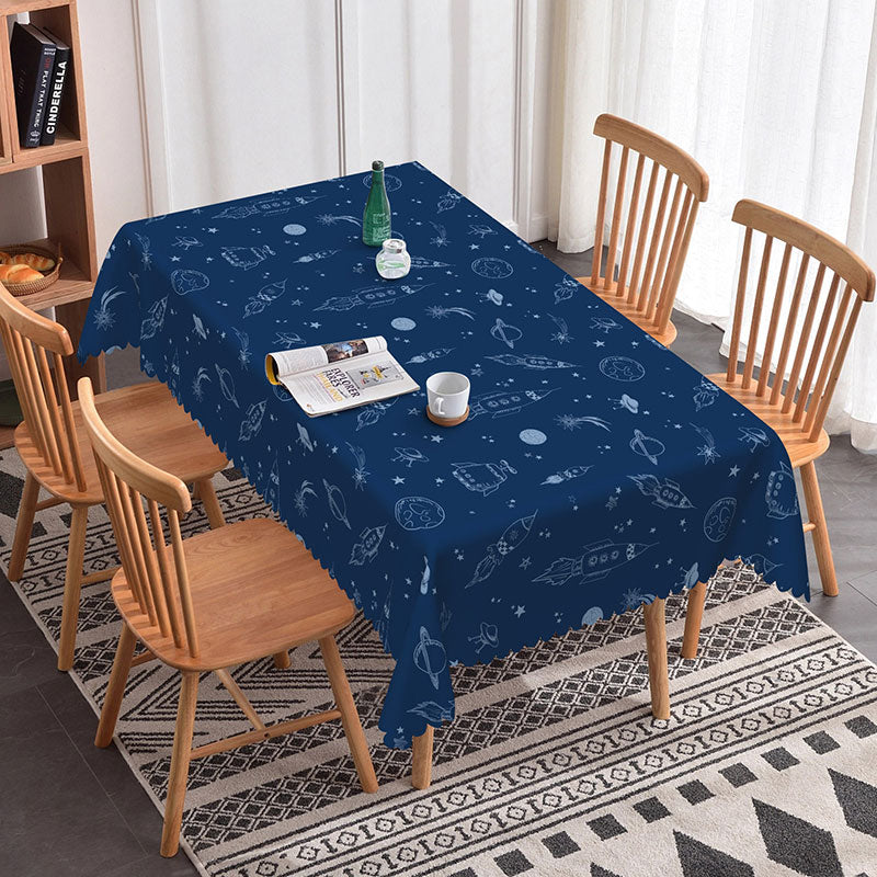 Aperturee - Aperturee Aircraft Blue Decor Rectangle Tablecloth For Boys