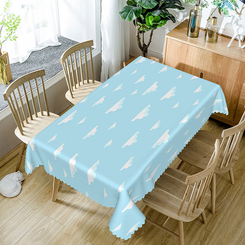 Aperturee - Aperturee Light Blue Sky White Clouds Rectangle Tablecloth