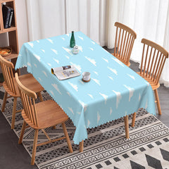 Aperturee - Aperturee Light Blue Sky White Clouds Rectangle Tablecloth