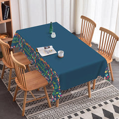 Aperturee - Aperturee Deep Blue Birthday Rectangle Tablecloth For Kids