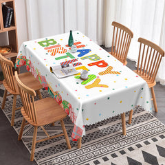 Aperturee - Aperturee Colorful Confetti Birthday Party Rectangle Tablecloth