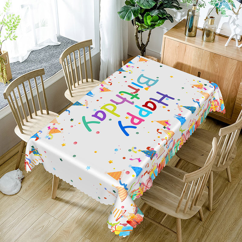 Aperturee - Aperturee Confetti Design Rectangle Tablecloth For Birthday Party