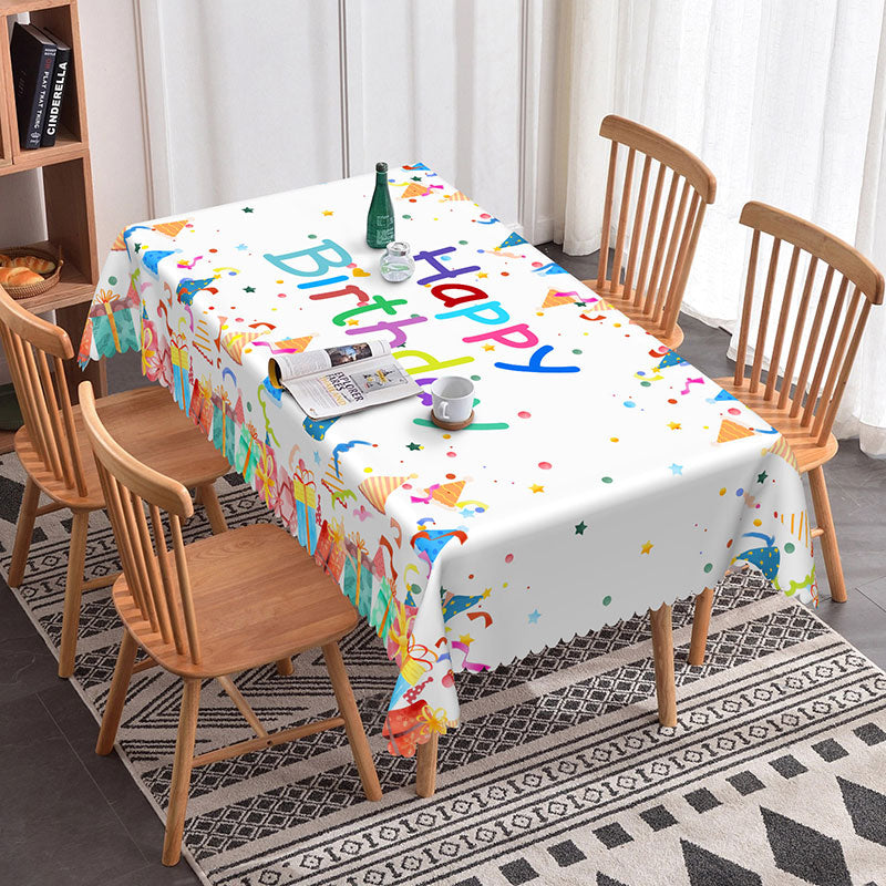 Aperturee - Aperturee Confetti Design Rectangle Tablecloth For Birthday Party