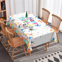 Aperturee - Aperturee Confetti Design Rectangle Tablecloth For Birthday Party