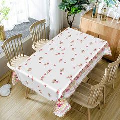 Aperturee - Aperturee Pink Spring Floral Girl Woman Birthday Party Tablecloth