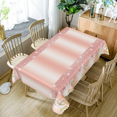 Aperturee - Aperturee Pink Glitter Pattern 6th Birthday Rectangle Tablecloth